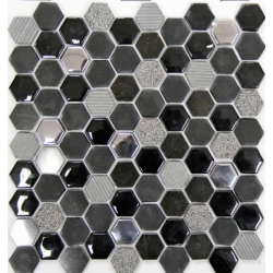 Mozaika szklana MOSAVIT Hexagono Negro